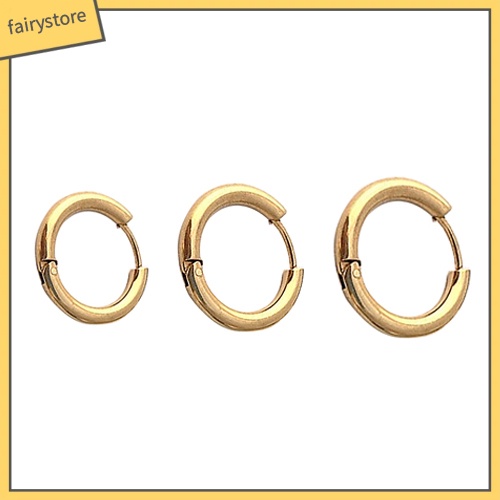 1 Khuyên Tai Tròn Bằng Thép Titan 16 / 21 / 23mm Phong Cách Gothic Punk Đơn Giản