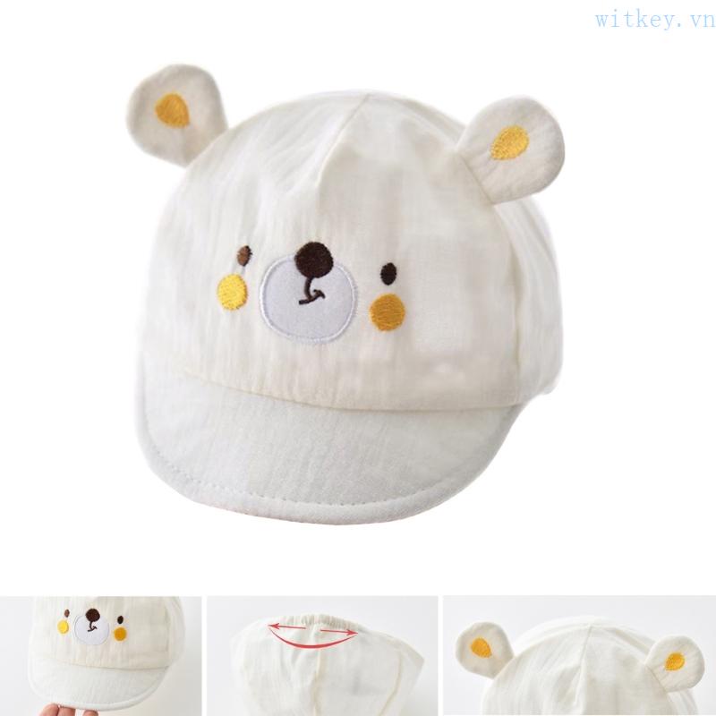 Mũ Bóng Chày Chống Nắng Thêu Họa Tiết Gấu Hợp Thời Trang Bảo Vệ Cho Bé Sơ Sinh