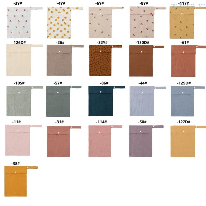 Túi Đựng Tã Lót Em Bé Diapper Bằng Vải Cotton Mềm Màu Trơn Tái Sử Dụng Được