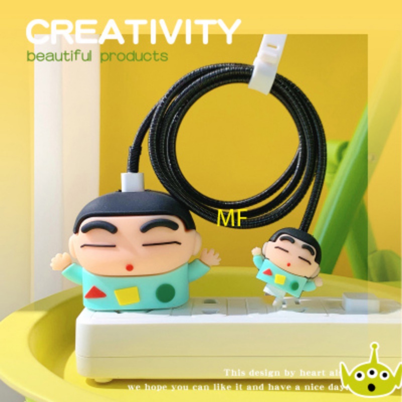 Phụ Kiện Bảo Vệ Dây Cáp Sạc USB Bằng Silicon Hình Shin-chan 3D Dễ Thương Cho iPhone 18 / 20W