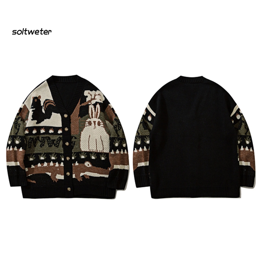 Áo Sweater Mùa Đông In Họa Tiết Hoạt Hình Phong Cách Vintage Cho Nam