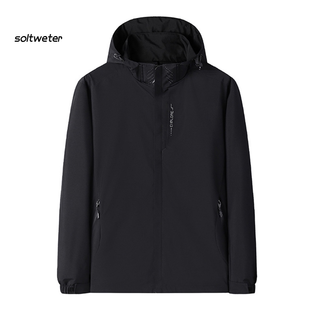 Áo Khoác Thể Thao Có Mũ Trùm Chống Nước Màu Sắc Đơn Giản Cho Nam