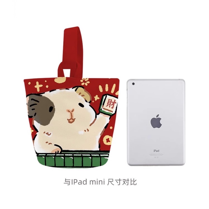 Túi Xách Vải Canvas Nhỏ Gọn In Họa Tiết Hoạt Hình Đựng Hộp Cơm Trưa