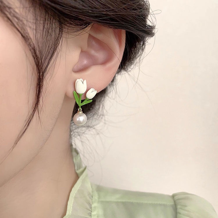 Bông Tai Đính Ngọc Trai Thiết Kế Nhỏ Nhắn Xinh Xắn Thời Trang Cho Nữ