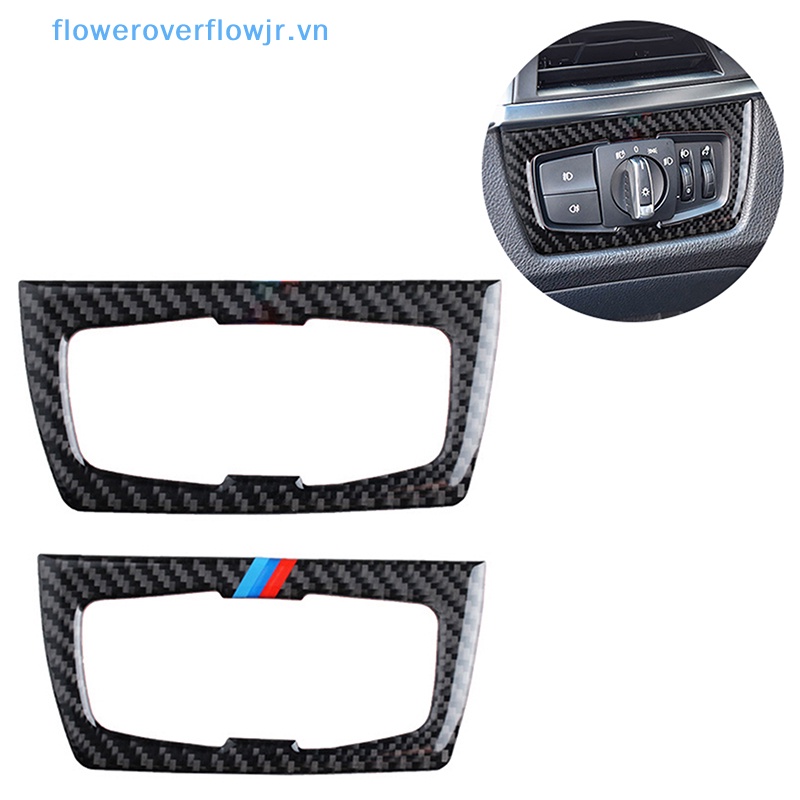 Miếng Dán Công Tắc Đèn Pha Họa Tiết Sợi Carbon Sang Trọng Cho Xe Hơi X3 Series 2013-2019