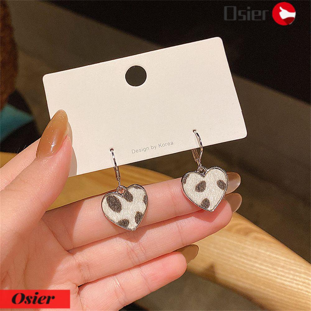 Bông Tai Họa Tiết Da Báo / Trái Tim Thời Trang Hàn Quốc 1 Cái