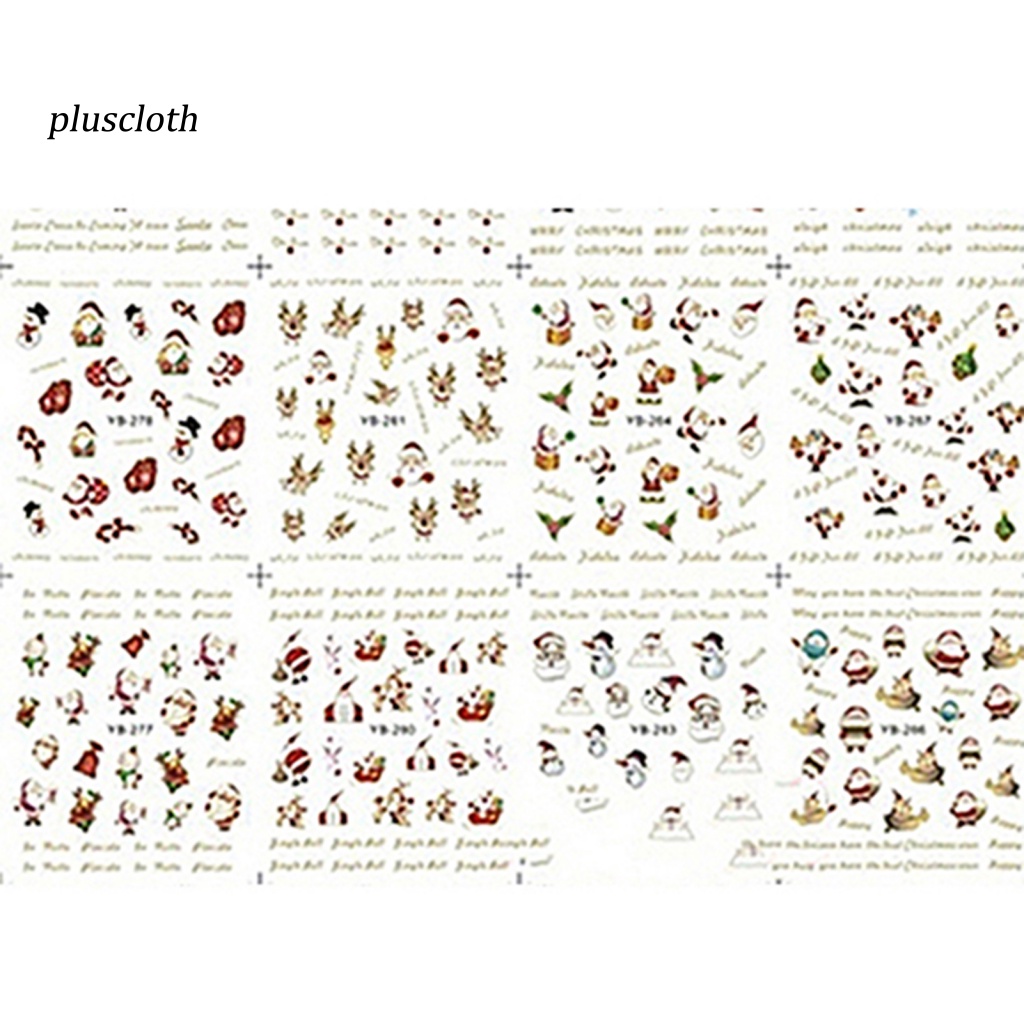 Tấm 12 Miếng Dán Móng Tay Chủ Đề Giáng Sinh