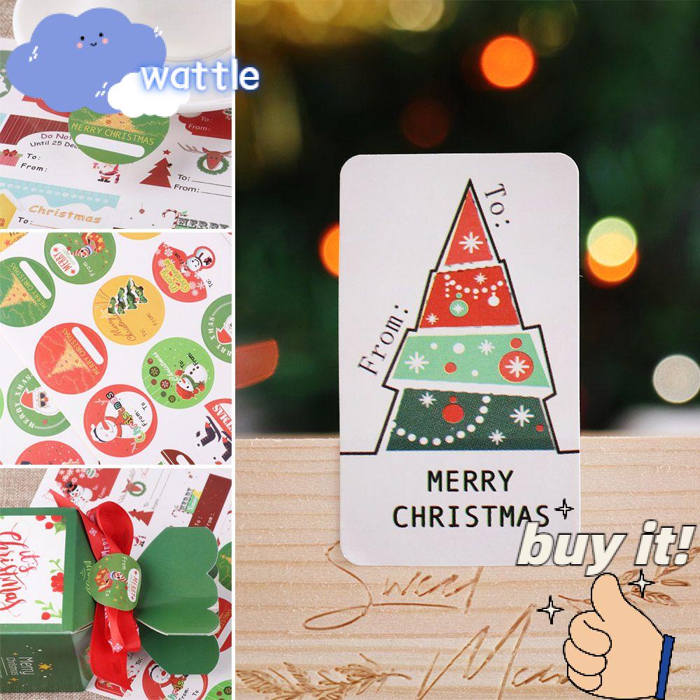 Bộ 120 Miếng Dán Hình Tròn Họa Tiết Người Tuyết Trang Trí Hộp Kẹo