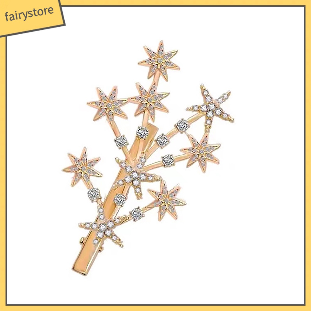 Kẹp Tóc Hình Ngôi Sao Màu Vàng / Bạc Đính Đá Sang Trọng Cho Nữ