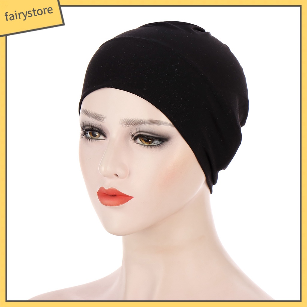 Mũ Turban Trùm Đầu Co Giãn Màu Trơn Cho Nữ