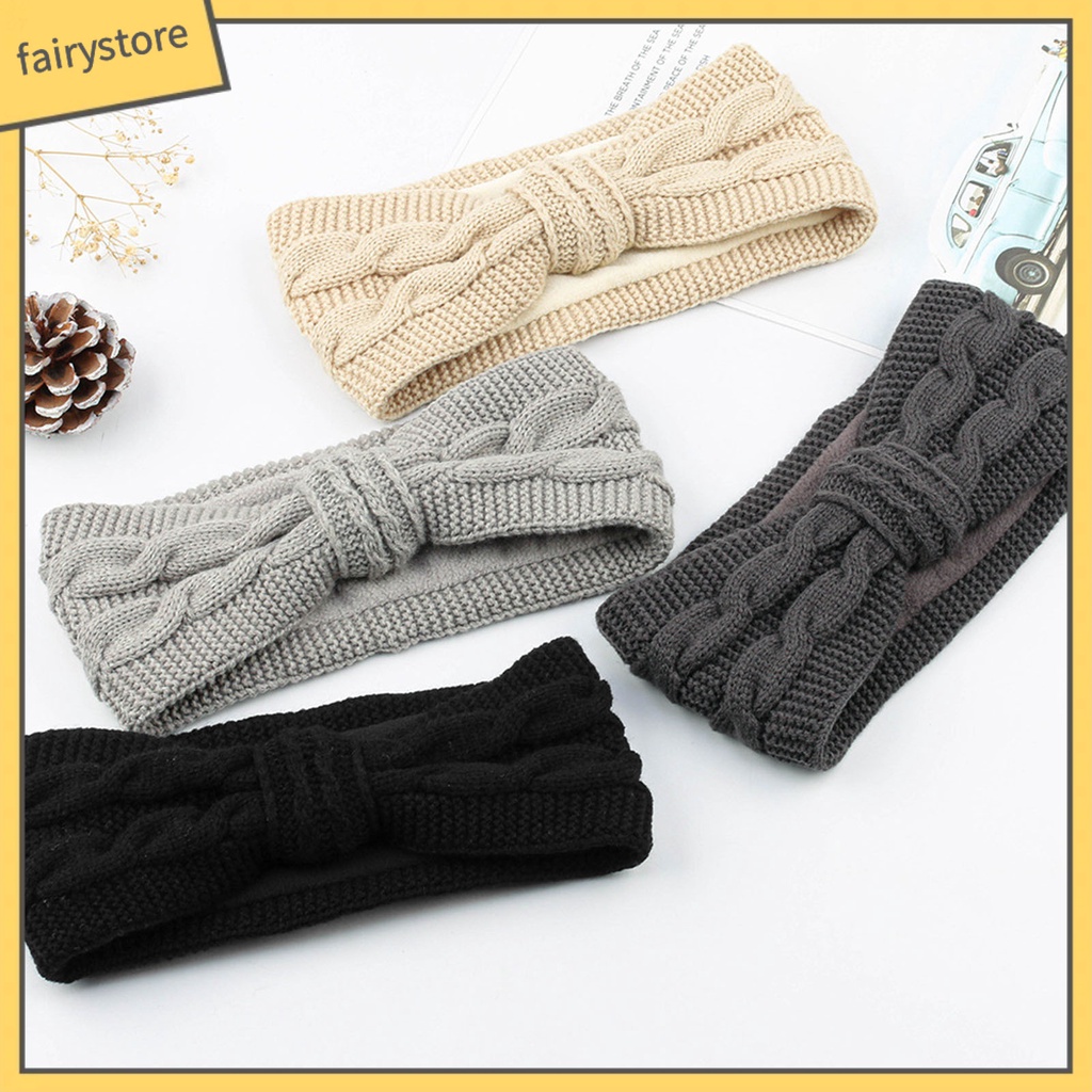 Băng Đô Dệt Kim Co Giãn Màu Trơn Thắt Nơ Thời Trang Thu Đông Dành Cho Nữ Rửa Mặt