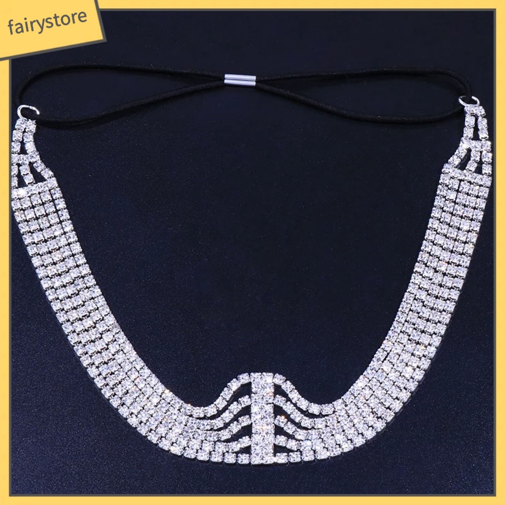 Cài Tóc Đính Đá Nhiều Lớp Co Giãn Chống Trượt Cho Cô Dâu