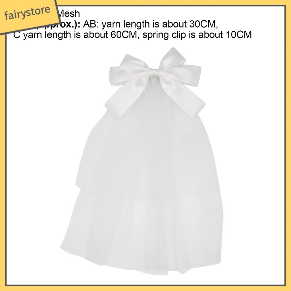 Kẹp Tóc Đính Nơ Vải Tuyn Màu Trắng Dùng Làm Đạo Cụ Chụp Ảnh