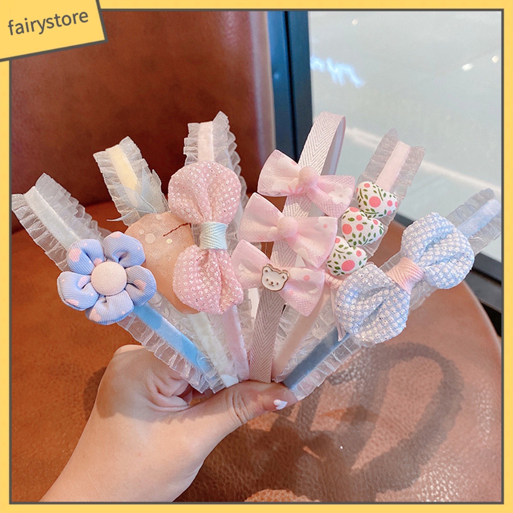 Băng Đô Nơ Đính Ngọc Trai Giả Lấp Lánh Co Giãn Dành Cho Bé Gái