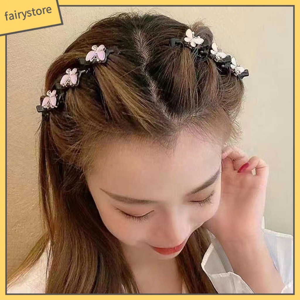 Set 1 / 6 Kẹp Tóc Hình Bướm Đính Ngọc Trai Giả Chống Trượt Trang Trí Tóc