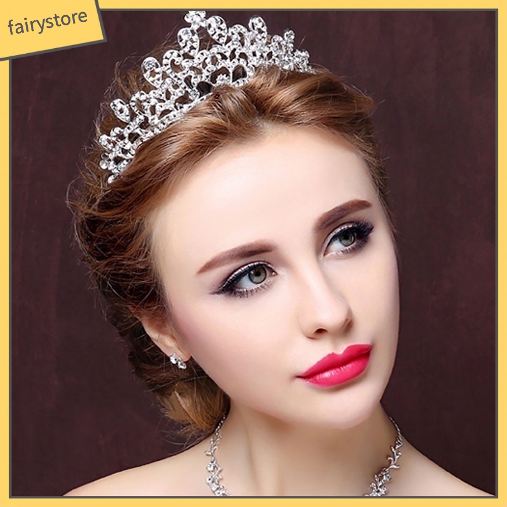 Cài Tóc Hình Vương Miện Đính Đá Lấp Lánh Sang Trọng Cho Cô Dâu