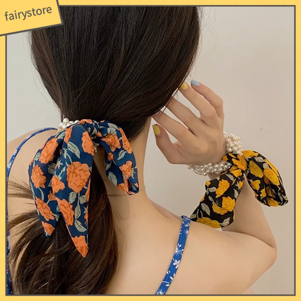 Băng Đô Cài Tóc Đính Nơ &amp; Ngọc Trai Giả Thời Trang Chống Rơi