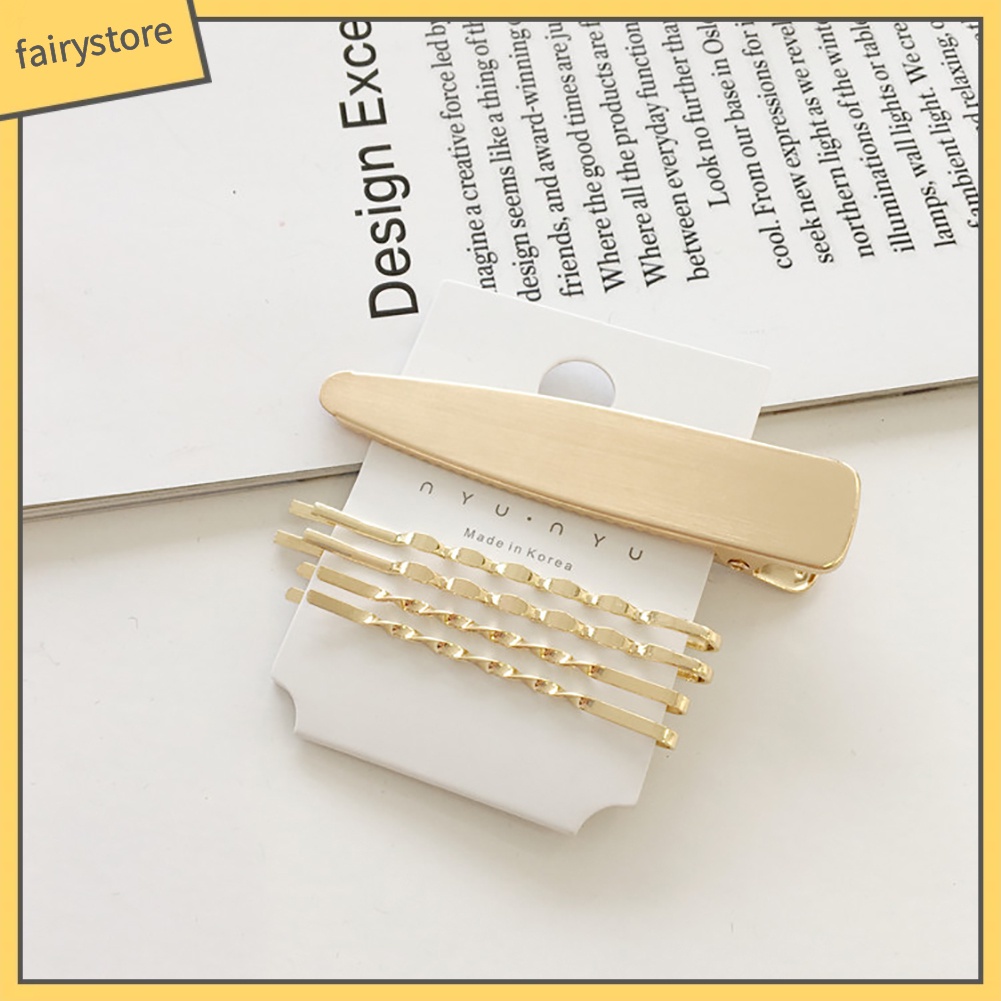 Set 4 Kẹp Tóc Đính Ngọc Trai Giả Bằng Kim Loại Thời Trang Cho Nữ