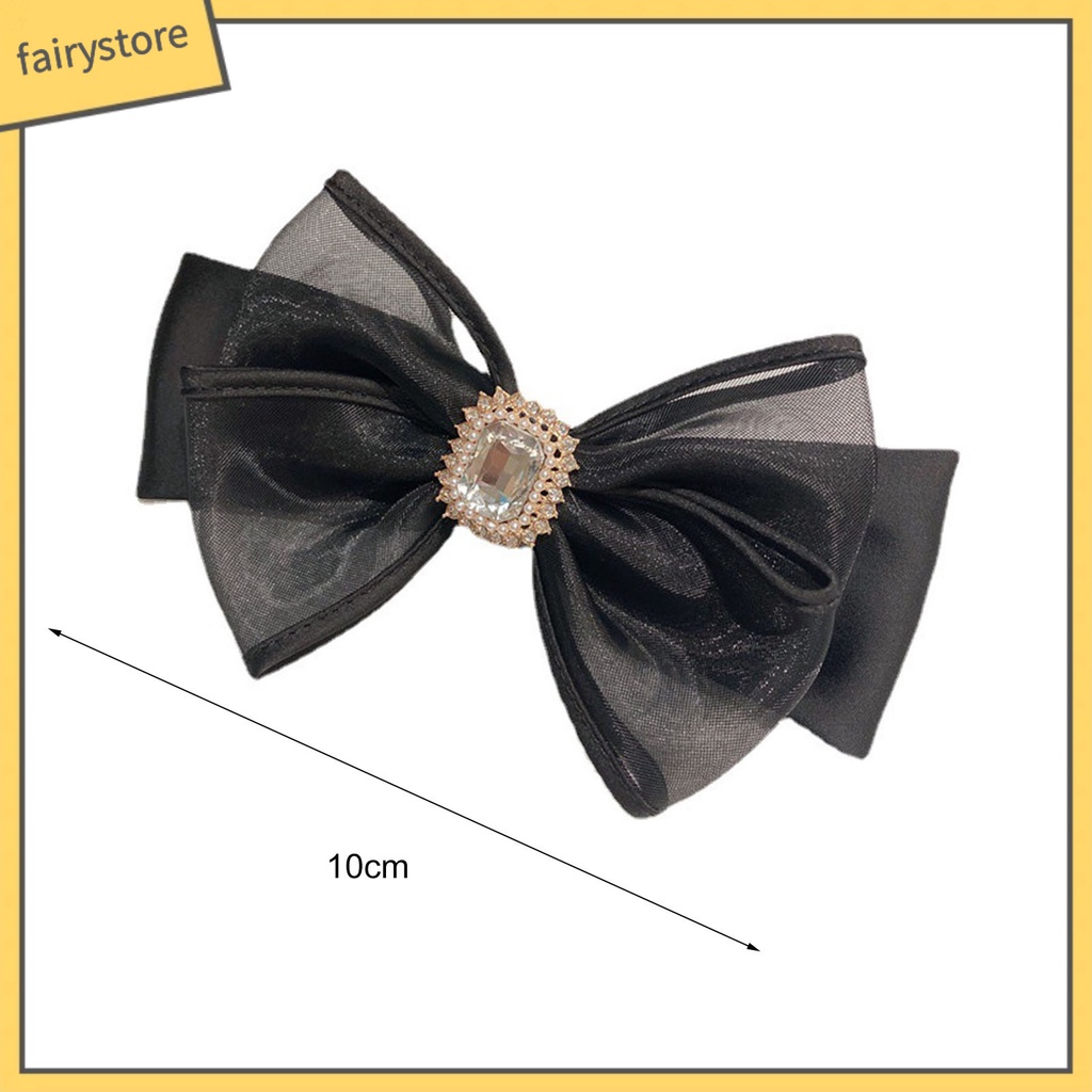 Kẹp Tóc Trang Trí Hình Nơ Lưới Đính Đá Phong Cách Hàn Quốc Ngọt Ngào