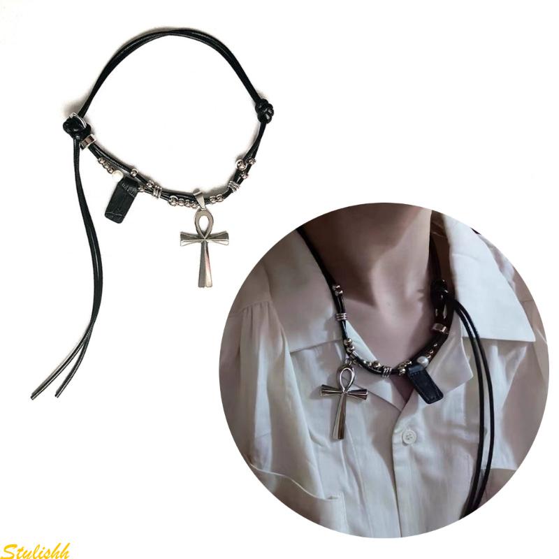 Vòng Cổ Choker Dây Da Mặt Thánh Giá Thời Trang