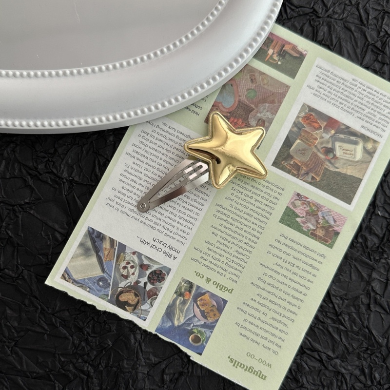 Kẹp Tóc Da PU Hình Ngôi Sao Năm Cánh Thời Trang Cho Nữ