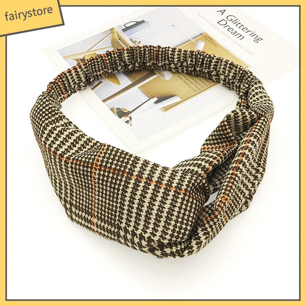 Băng Đô Cài Tóc Bản Rộng Co Giãn In Họa Tiết Kẻ Sọc Cho Nữ