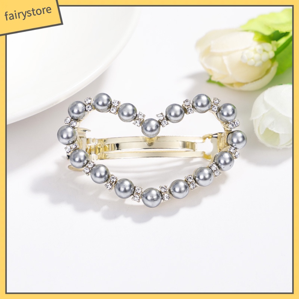 Kẹp Tóc Hình Nơ / Trái Tim Đính Ngọc Trai Giả Ngọt Ngào Cho Nữ