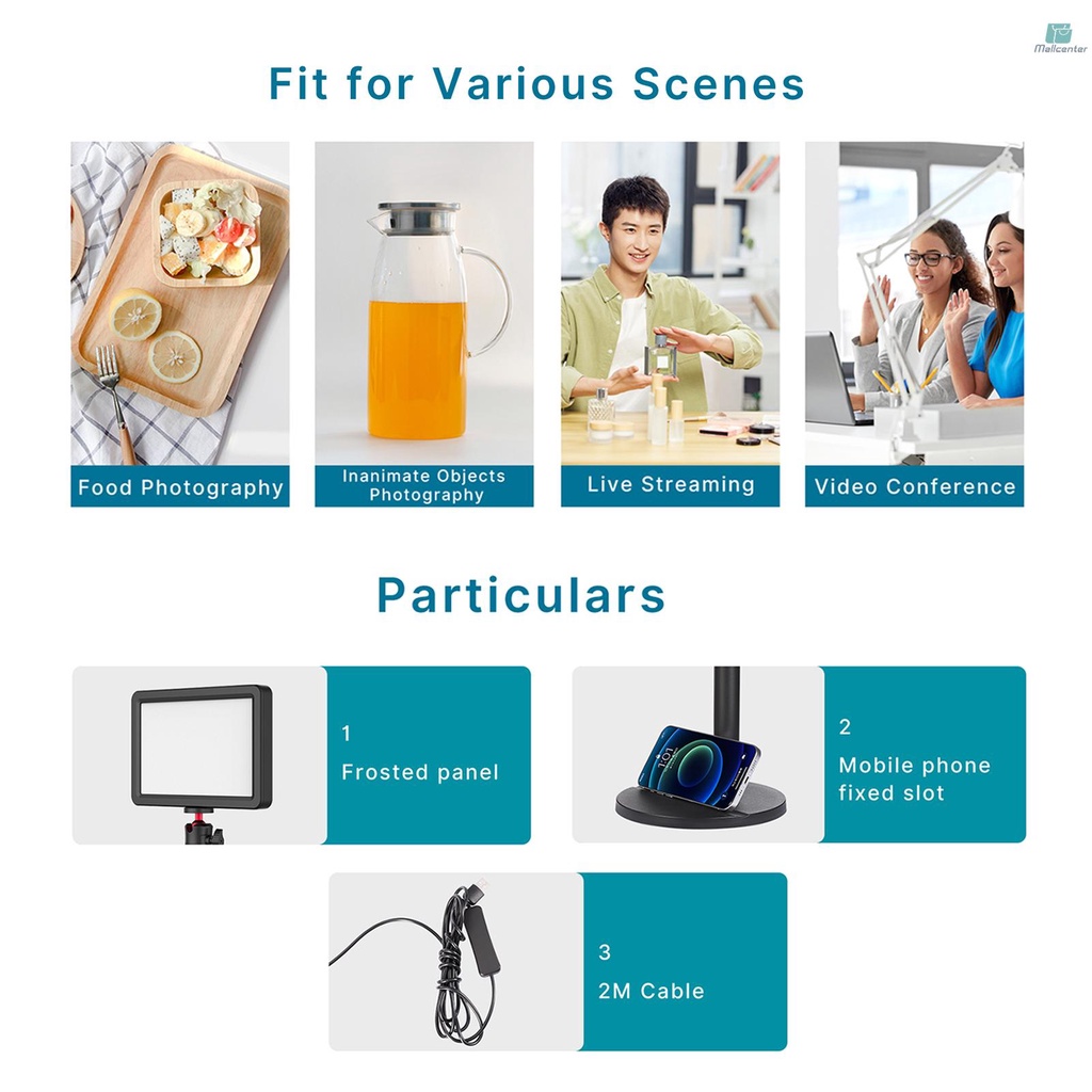 VIJIM K5 Desktop LED Light Panel 3200K-6500K 8 Levels Brightness 10W CRI95+ USB Powered with Stretchable Ballhead Bracket Circular Base for Live Streaming Online Game Video Conference Lighting