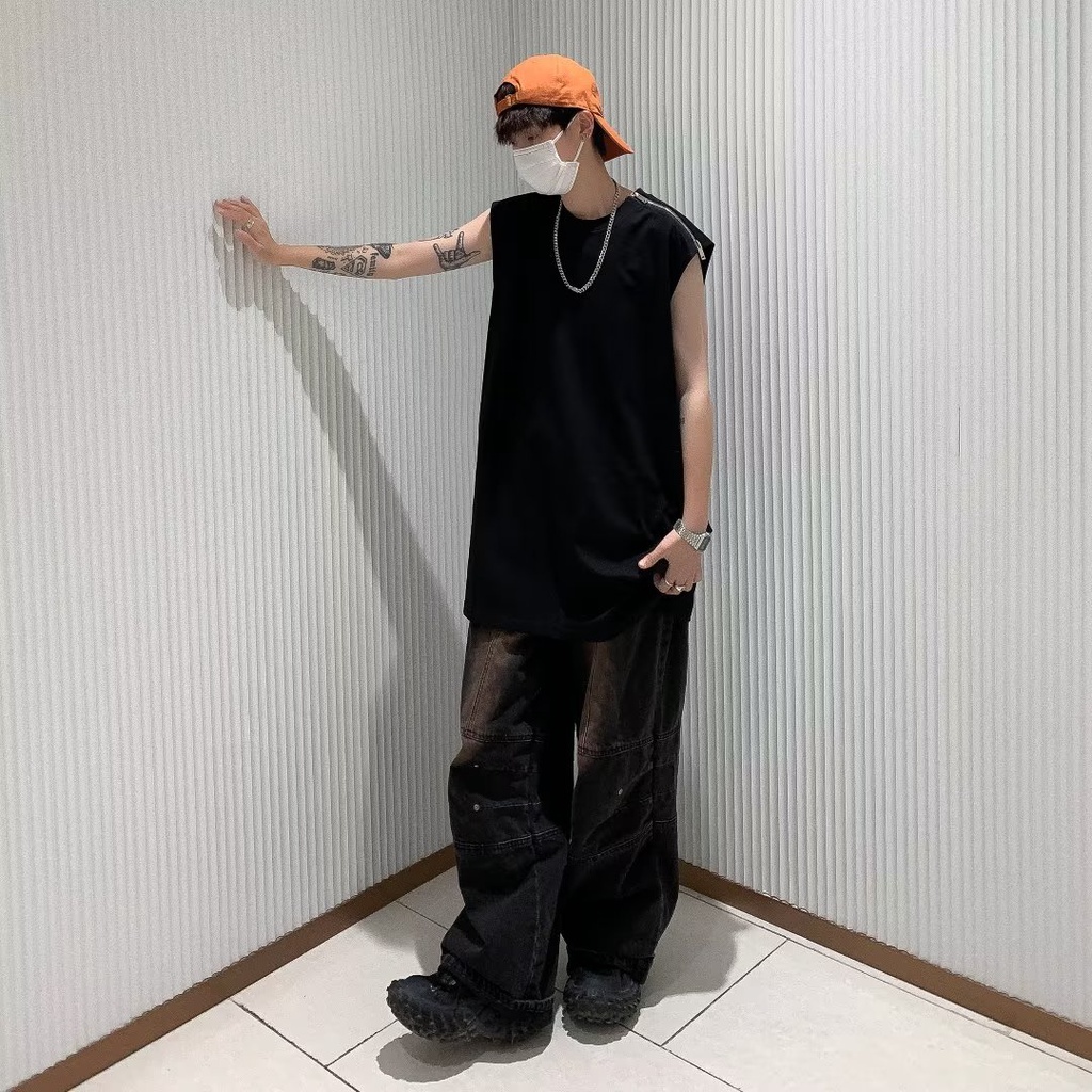 Áo Thun Cotton Sát Nách Màu Trắng Thời Trang Đường Phố Mùa Hè Cho Nam