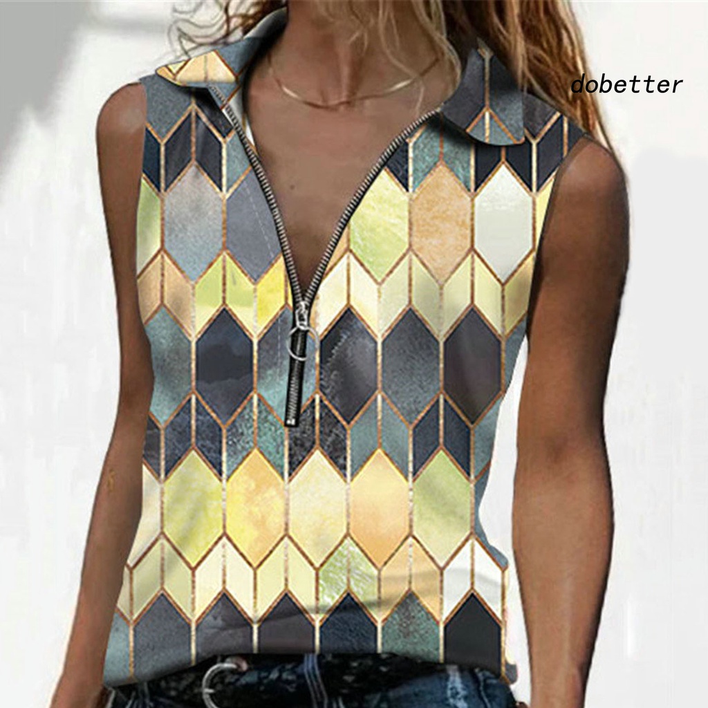 [DO] Áo Tank Top Mỏng Cổ Bẻ Sát Nách Phối Khóa Kéo Trang Trí Hình Thoi Màu Sắc Thời Trang Mùa Hè Dành Cho Bạn Nữ