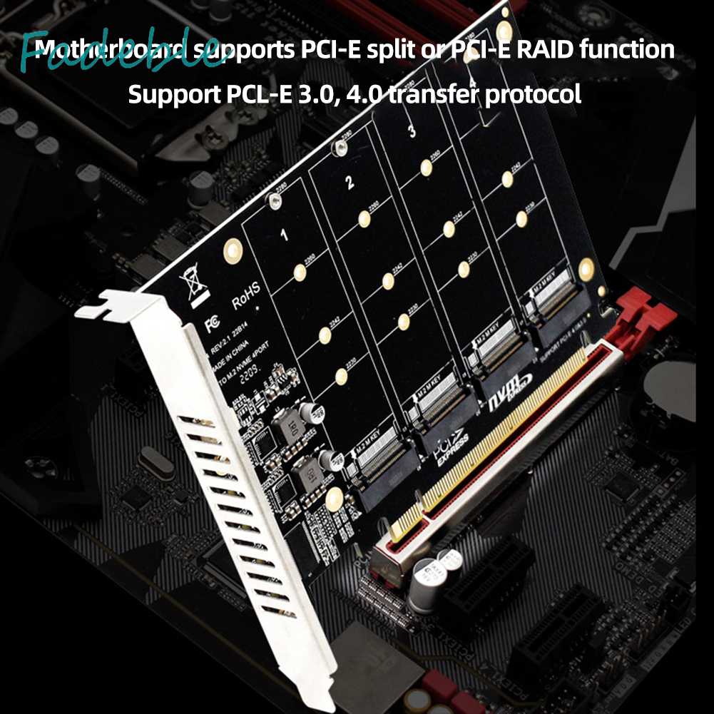 Bộ ChuyểN ĐổI Ổ CứNg 4 CổNg M.2 NVME SSD Sang PCIE X16, Hỗ Trợ 2230 / 2242 / 2260 / 2280
