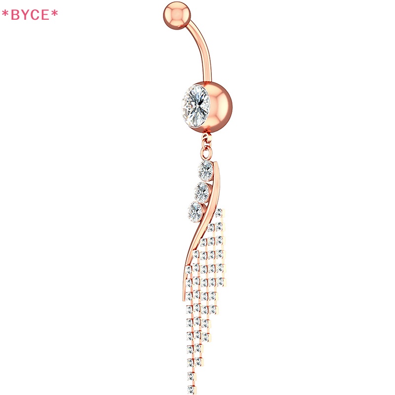 Khuyên Rốn Bằng Thép Không Gỉ Đính Đá Zircon Màu Vàng Hồng Hình Chữ S Quyến Rũ Mới