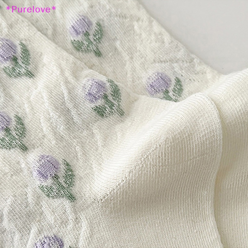 1 Đôi Tất Cotton Trắng In Hình Hoa Tulip Phong Cách Harajuku Nhật Bản Đáng Yêu Dành Cho Nữ Mới