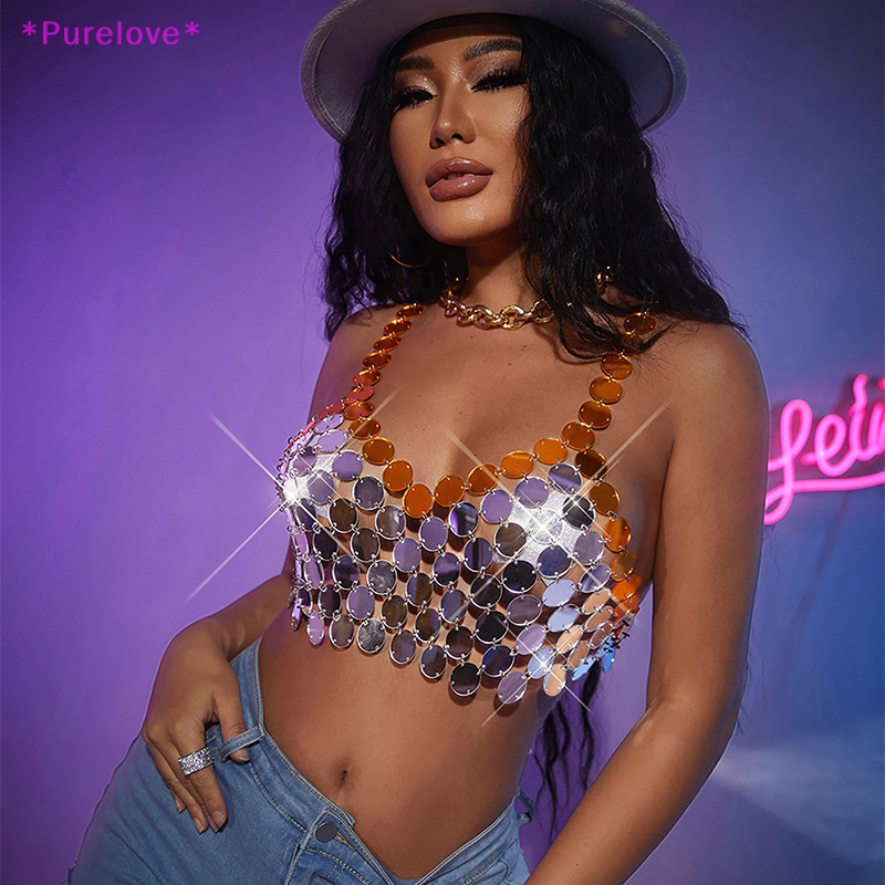 Áo Hai Dây Cổ Chữ V Khoét Sâu Đính Kim Sa Lấp Lánh Gợi Cảm Cho Nữ Mới