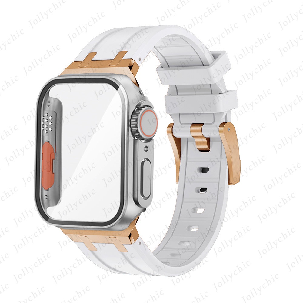 Bộ Ốp + Dây Đeo Cao Su Thay Thế Cho Đồng Hồ Thông Minh Apple watch series 8 7 6 45mm 41mm i watch se 5 4 44m