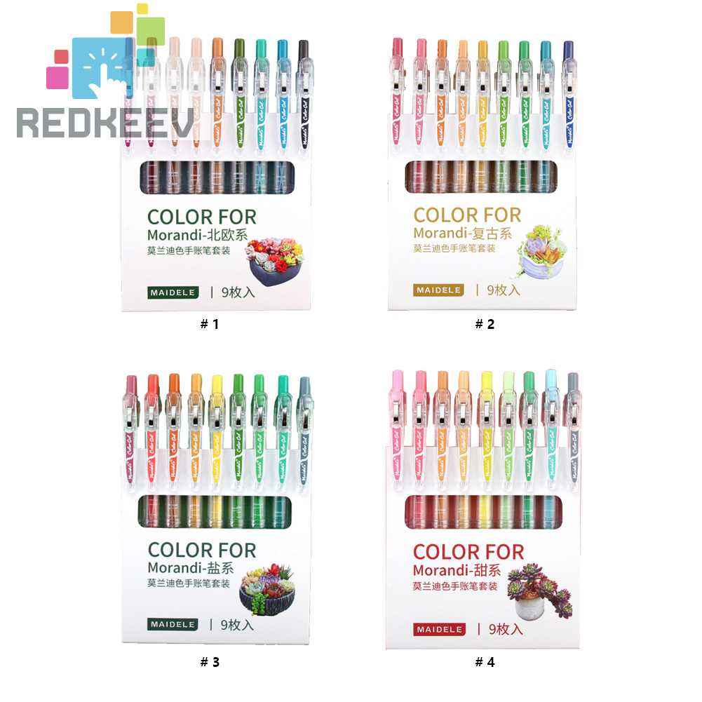 Set 9 Bút Mực Gel Ngòi 0.5mm Phong Cách Retro