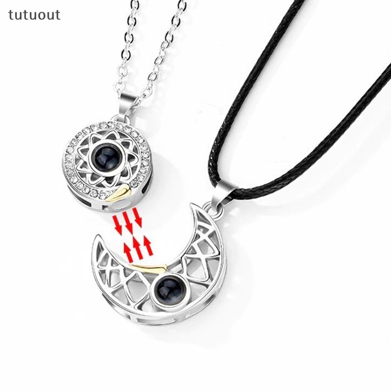 Vòng cổ Mặt Trời Và Mặt Trăng Có Từ Tính In 100 Ngôn Ngữ Thời Trang Cho Cặp Đôi