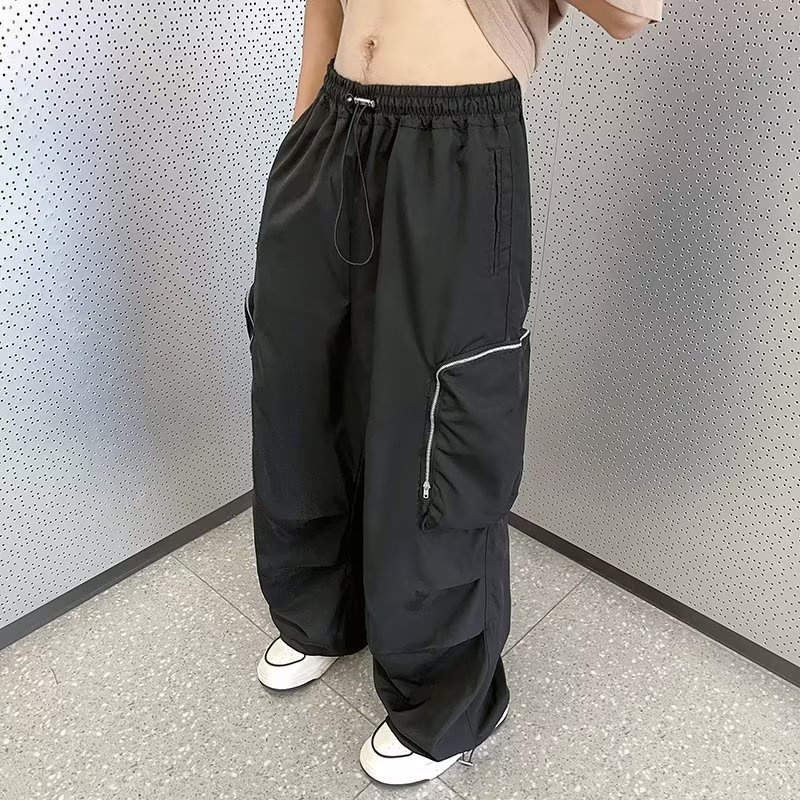 Quần Dài Ống Rộng Phối Túi Lớn Phong Cách Retro hiphop Mỹ