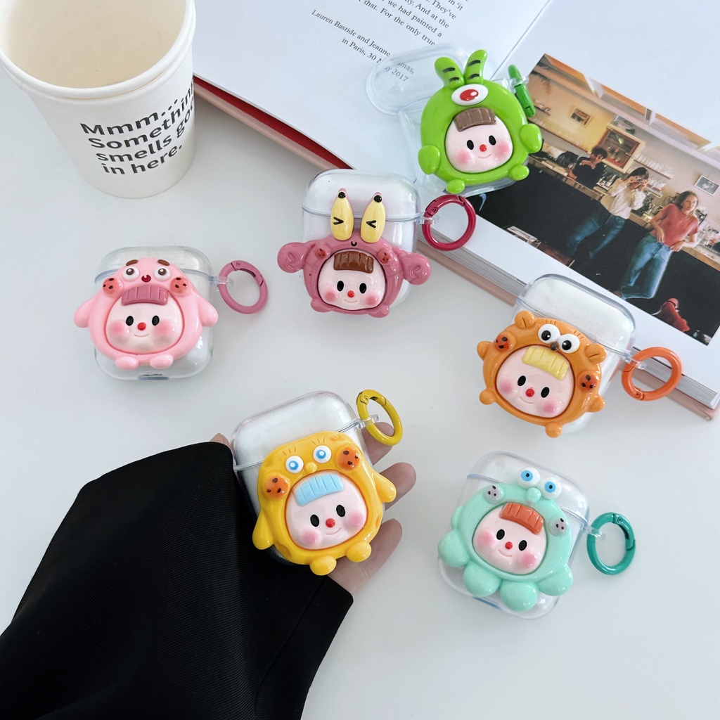 Vỏ Bảo Vệ Hộp Sạc Tai nghe không dây AirPods 1 2 gen3 pro2 2022 Bằng tpu Mềm Trong Suốt Họa Tiết Hoạt Hình 3D Sáng Tạo