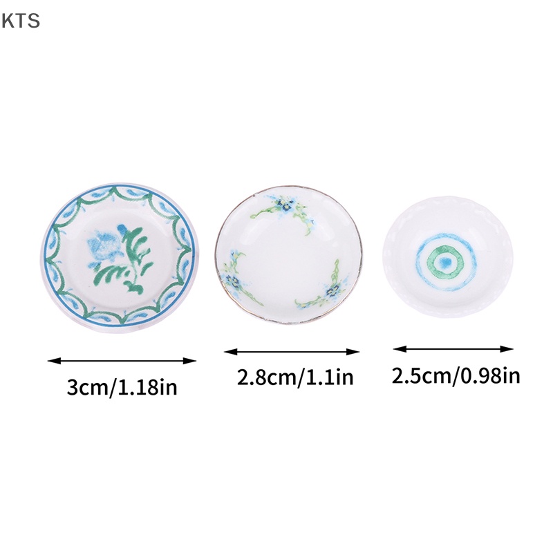 Set 2 Đĩa Chén Mini Tỉ Lệ 1: 12 Xinh Xắn Dùng Để Trang Trí Nhà Búp Bê