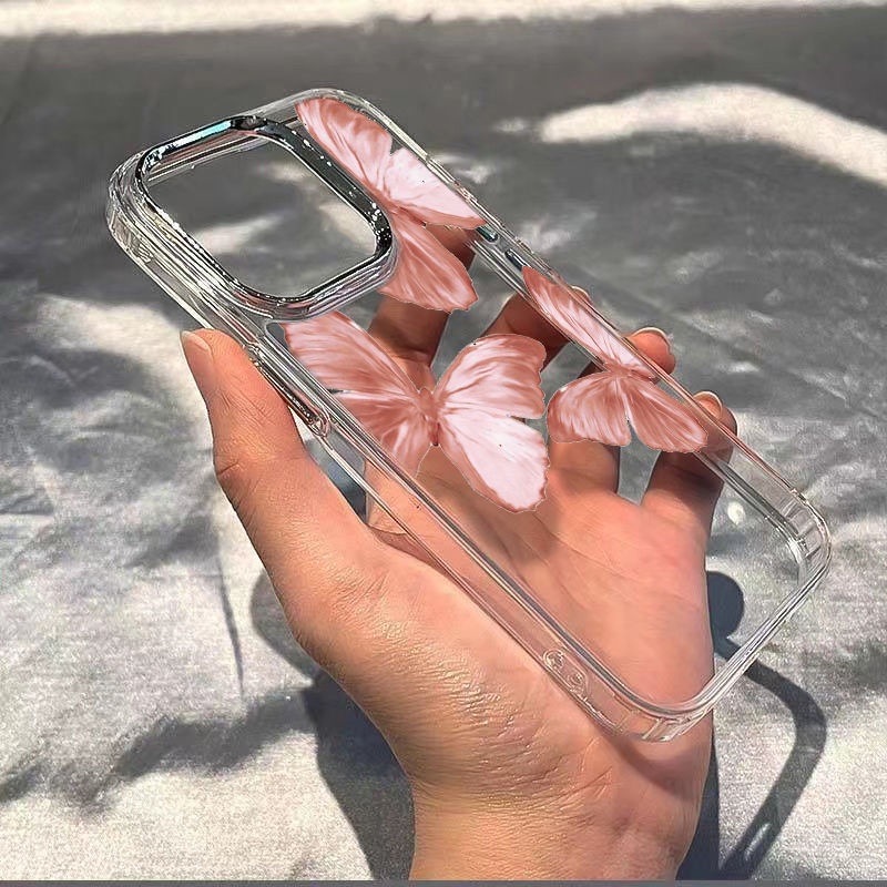 ✅Ốp Điện Thoại Mềm Chống Sốc In Hình Bướm Hồng Cho Iphone 7 plus 14pro11max13 128