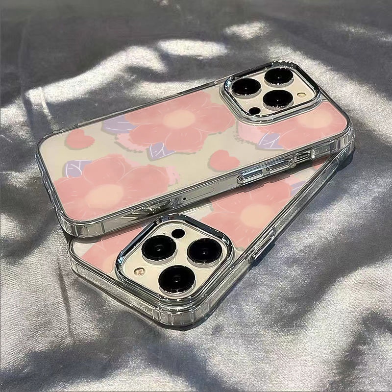 ✅Ốp Điện Thoại Mềm Chống Sốc In Hình Hoa 13In Màu Hồng Đơn Giản Cho Apple plus 14pro 8711iPhone12max