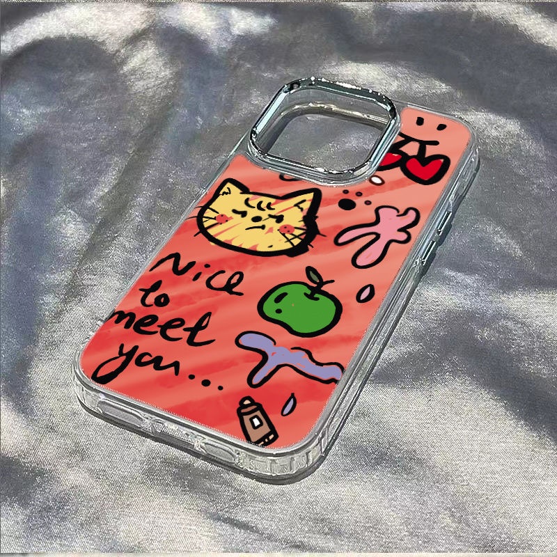 ✅Ốp Điện Thoại Dẻo Họa Tiết Mèo Kiểu Graffiti Đơn Giản Chống Sốc Cho iPhone1214pro Xsmax7 / 8 max13 11