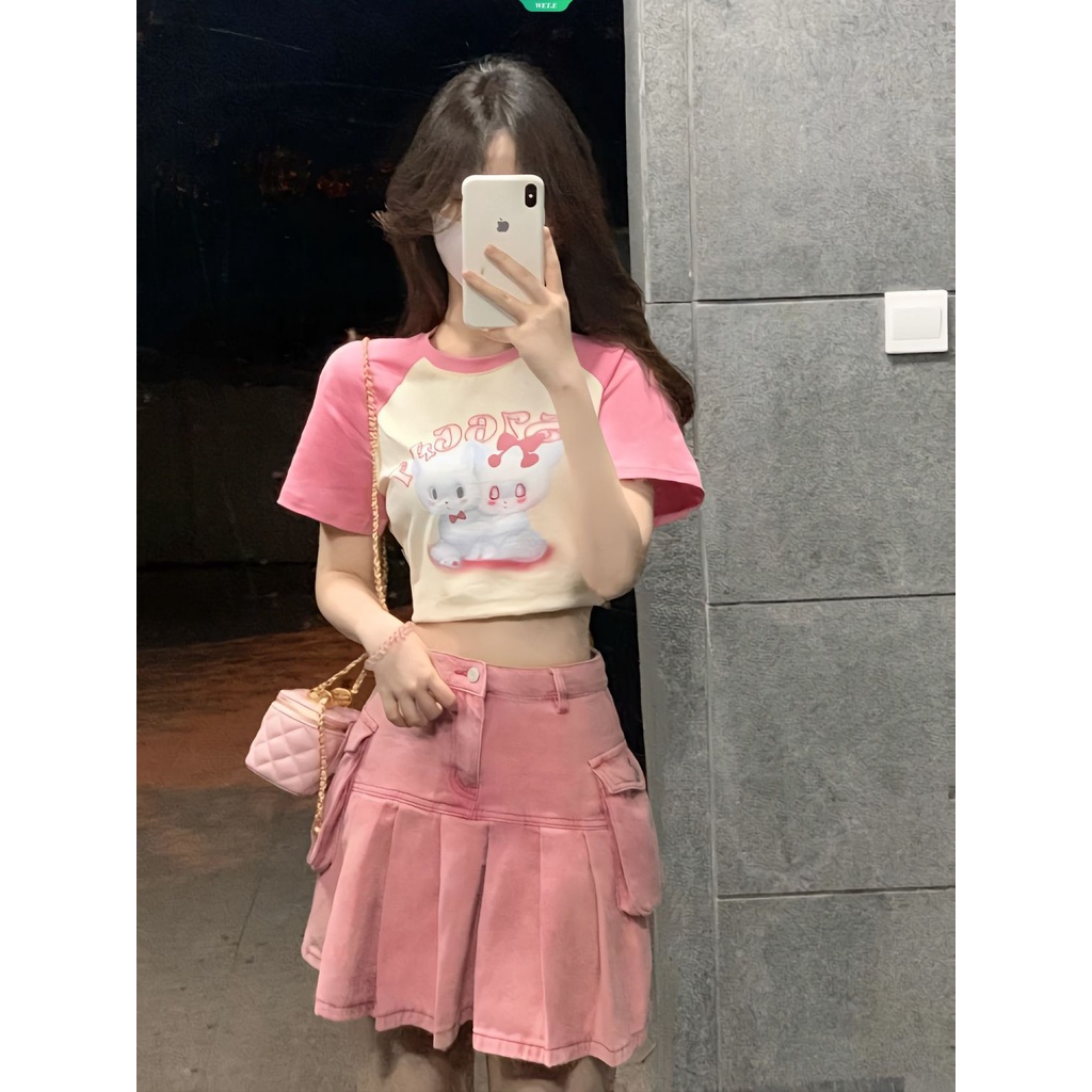Áo Thun Ngắn Tay In Hình Mèo Hoạt Hình Sáng Tạo Thời Trang Mùa Hè Hàn Quốc Dành Cho Nữ Y2k