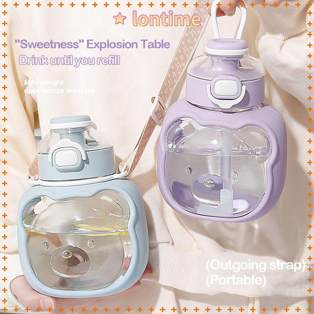 Bình Nước Kèm Ống Hút Họa Tiết Hoạt Hình Xinh Xắn