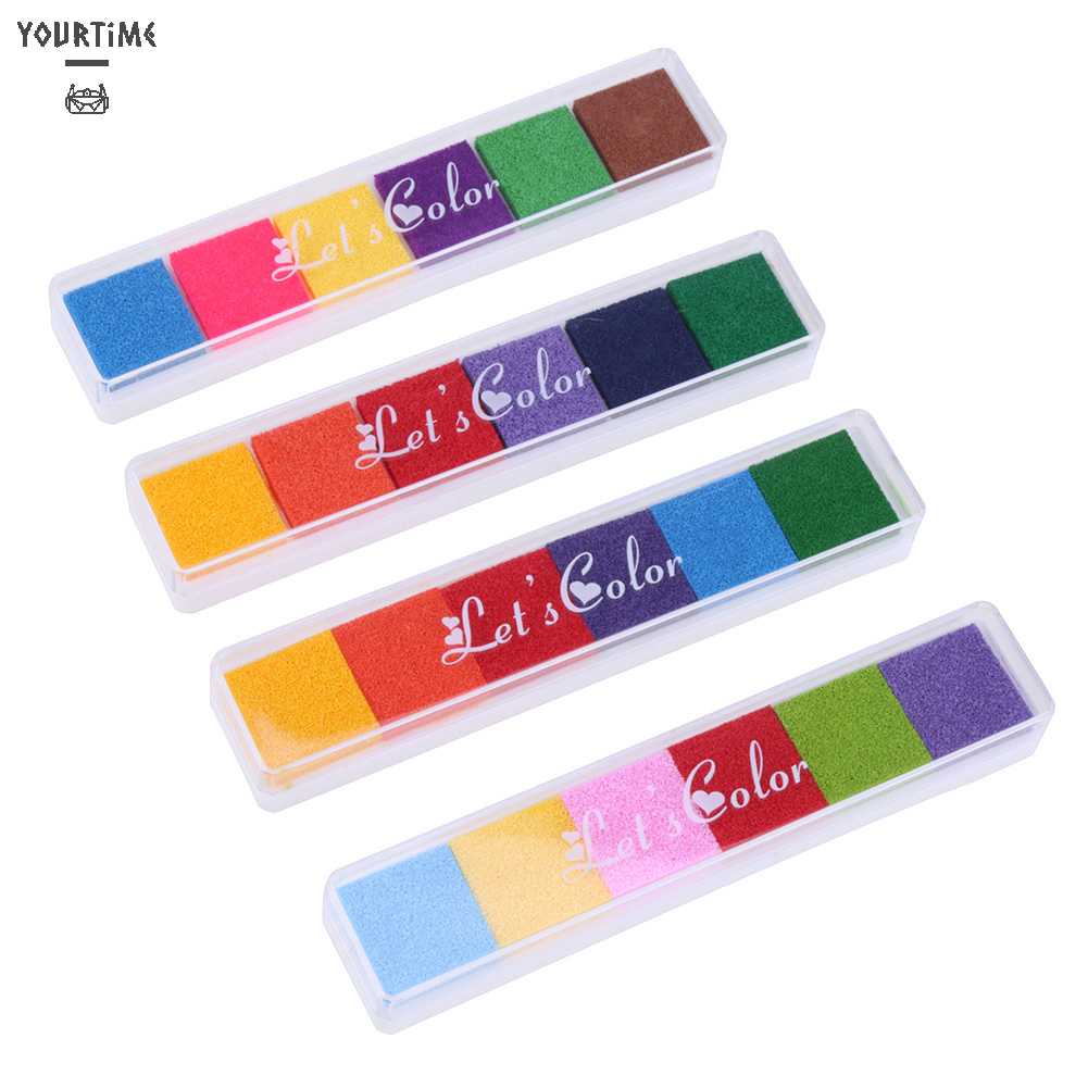 Đệm Mực Dấu Vân Tay 6 Màu Sắc Trang Trí Sổ Lưu Niệm DIY