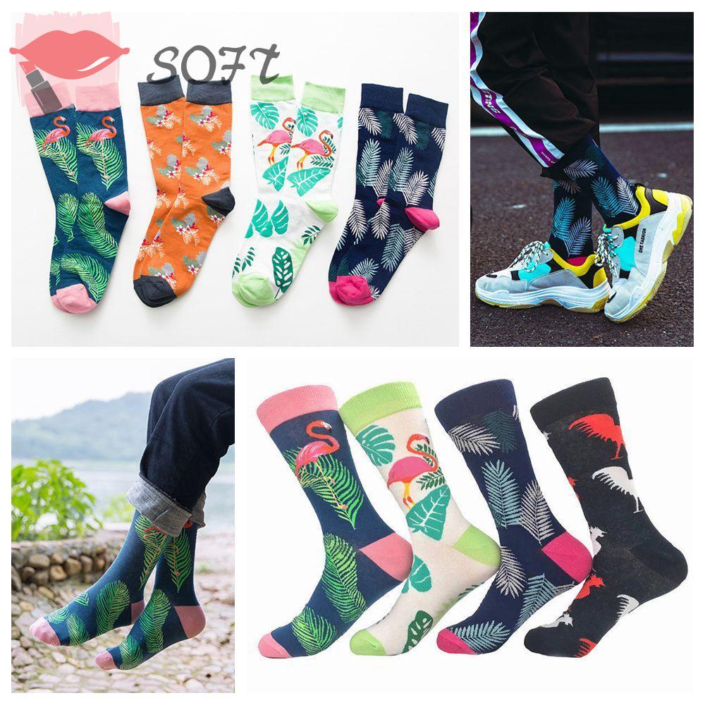 Vớ Cotton Họa Tiết Hồng Hạc Phong Cách Harajuku Thời Trang Mùa Đông Ấm Áp