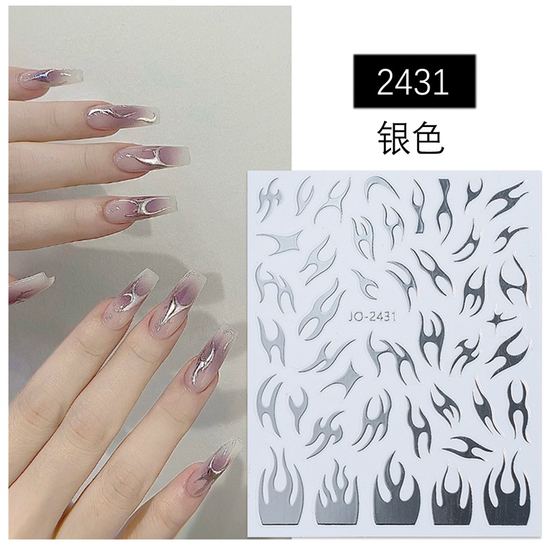 Miếng Dán Trang Trí Móng Tay Hình Ngọn Lửa DIY Y2K Phong Cách Unisex