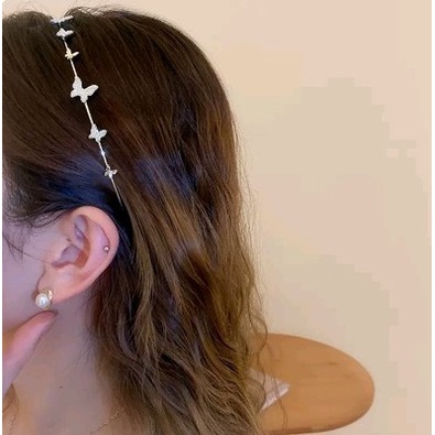 Cài Tóc Hình Bướm Đính Đá Opal Viền Mỏng Viền Vàng Dễ Phối Đồ Thời Trang Mùa Hè Cho Nữ