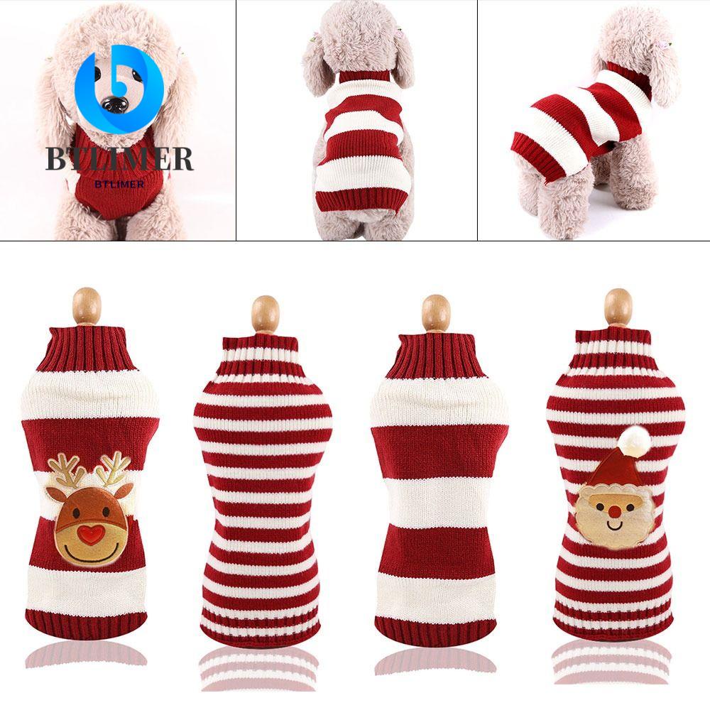 Áo Len Giữ Ấm Cho Thú Cưng Họa Tiết Sọc Ngang Phong Cách Giáng Sinh